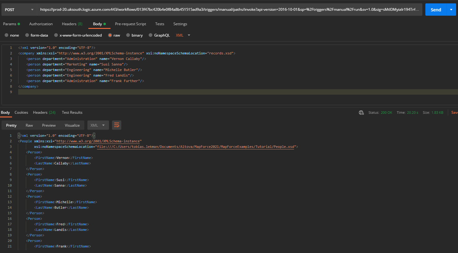 Postman request configuration