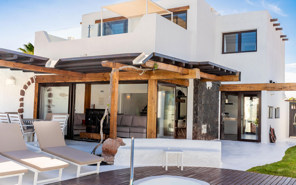 Villa exterior with terrace and pool